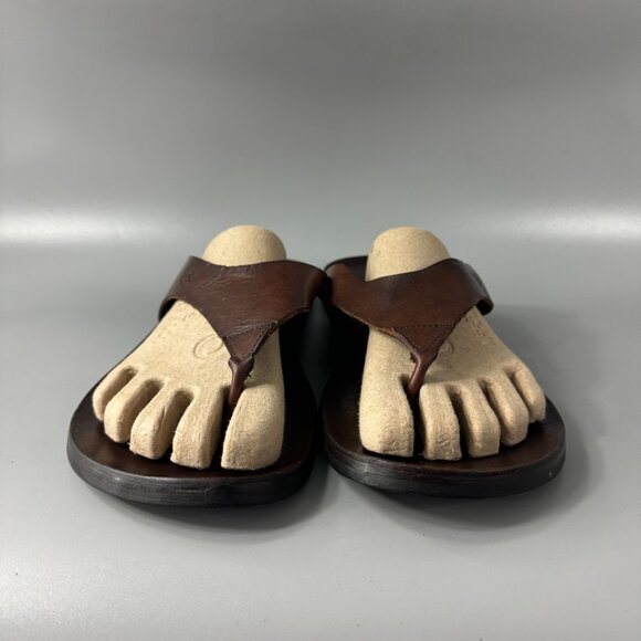 IL BISONTE Brown Leather Thong Sandals, Men Size 45